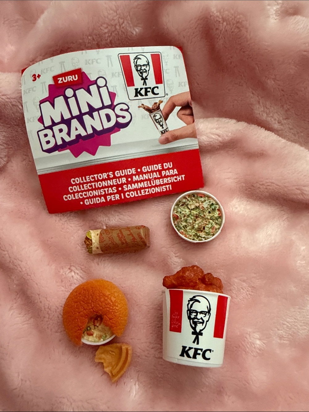 Mini Brands KFC Chicken Wrap, Chicken Bucket, Pot Pie, and Cole Slaw Bundle